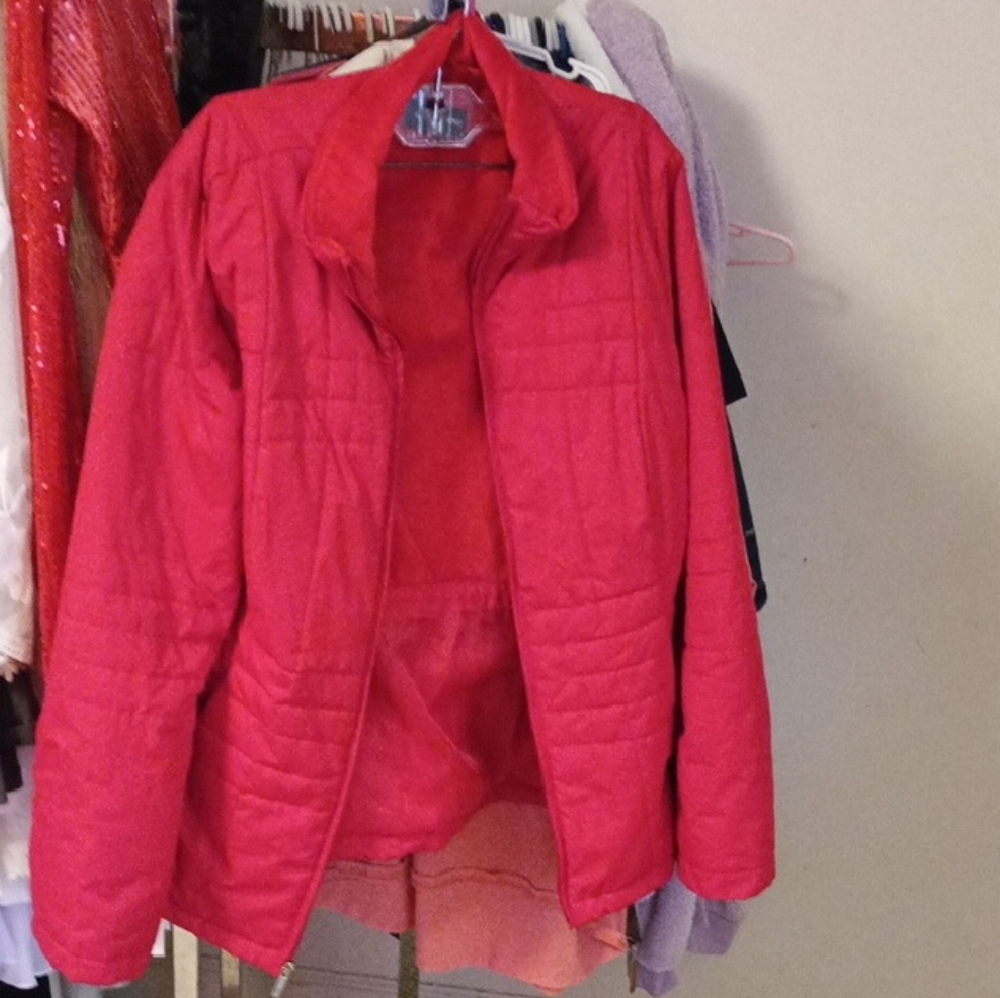 Lands' End Women's Vibrant Red Quilted Puffer Jacket